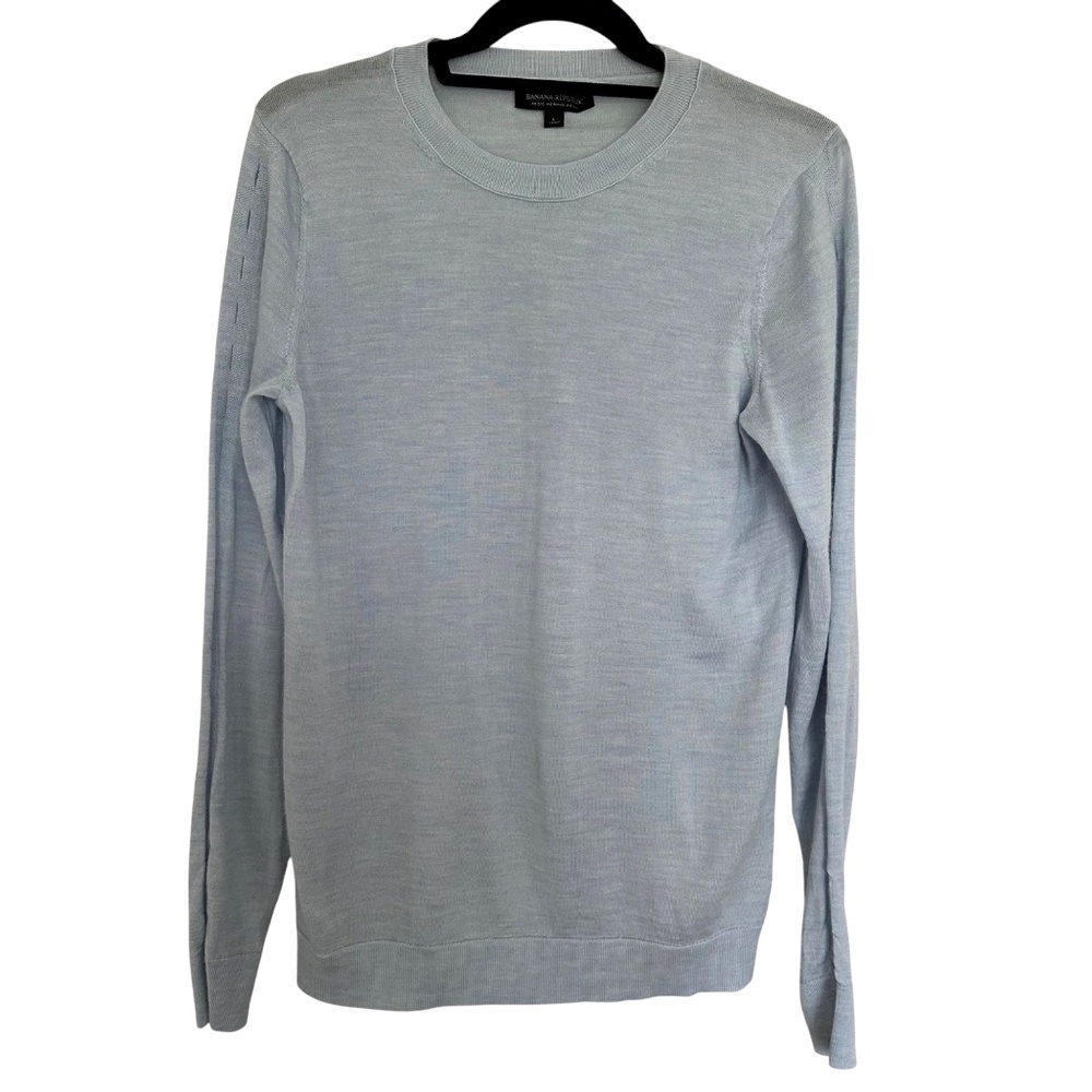 Banana Republic Merino Wool Blue Crewneck Sweater Size Large